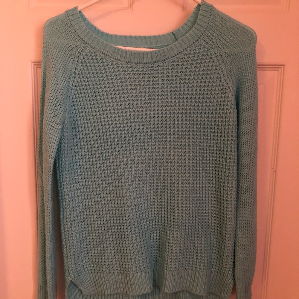 Light blue cable knit sweater